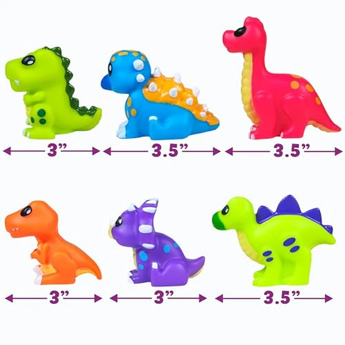 Tub Works(R) Dinosaur Mold Free Bath Toys, 6 Pack | Sealed, No Hole Bath Toys Design Keeps Moisture Out | Soft, Squeezable & Float on Water | Easy-Grip Baby & Toddler Bath Toy Set | Great Baby Pool Toys by Tub Works - Image 8