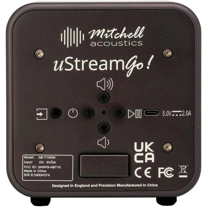Mitchell Acoustics uStream Go Stereo Bluetooth Speakers (Pair) AB-T15GM - Black - Black by Mitchell Acoustics - Image 1