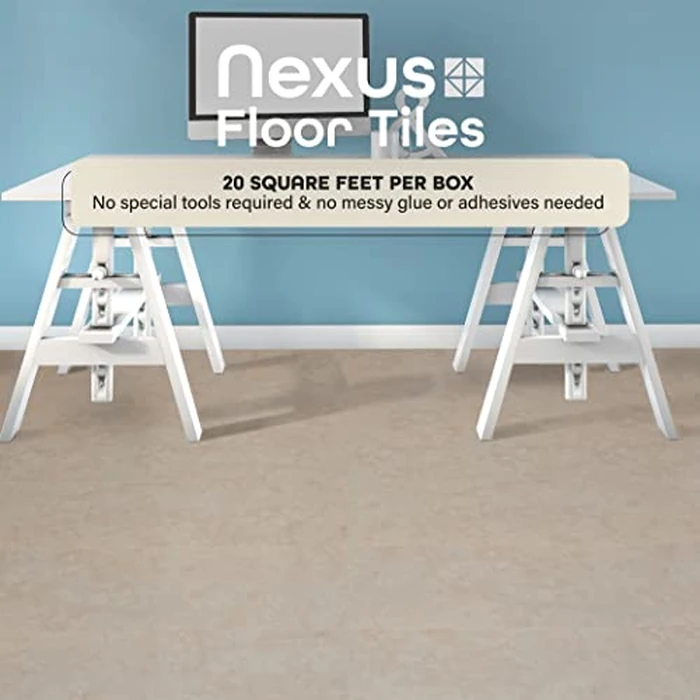 Nexus Self Adhesive 12-Inch Vinyl Floor Tiles, 20 Tiles - 12" x 12", Carrera Marble Slate Pattern - Peel & Stick, DIY Flooring for Kitchen, Dining Room, Bedrooms & Bathrooms by Achim Home Decor by ACHIM - Image 2