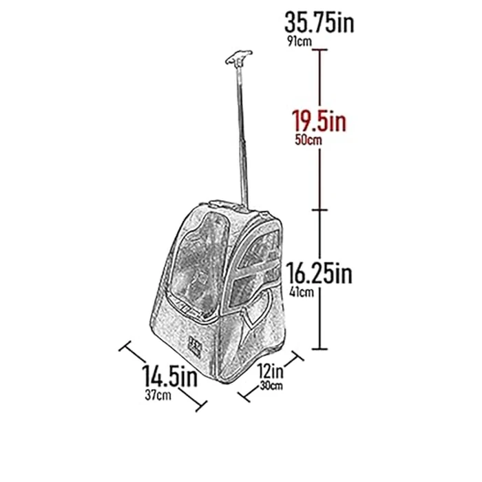 Pet Gear I-GO2 Roller Backpack, Travel Carrier, Car Seat for Cats/Dogs, Mesh Ventilation, Included Tether, Telescoping Handle, Storage Pouch, 1 Model, Available in 5 Colors by PET GEAR INC - Image 4