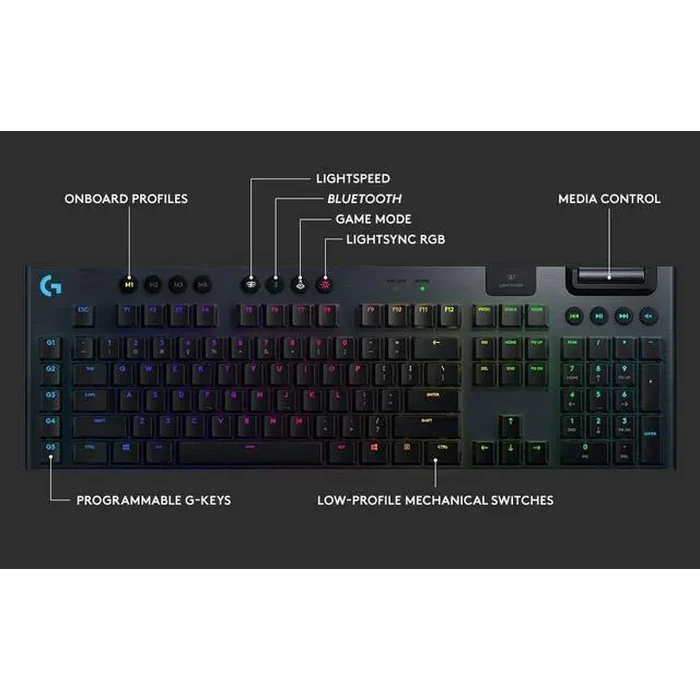 Logitech G915 LIGHTSPEED Wireless Mechanical Gaming Keyboard - Low Profile GL Clicky Key Switches, LIGHTSYNC RGB, Bluetooth Support - Black by Logitech - Image 10