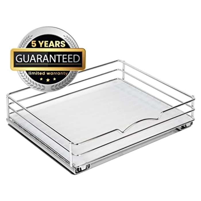 Pull-Out Cabinet Spice Rack Organizer - Slim Slide-Out Storage for Spices, Bottles & Jars, Premium Heavy-Duty Steel, Easy Install for Narrow Kitchen Cabinets - 12 ⅜ W x 10 ⅜ D x 2 ¾ H, Chrome by HOLDN’ STORAGE - Image 7