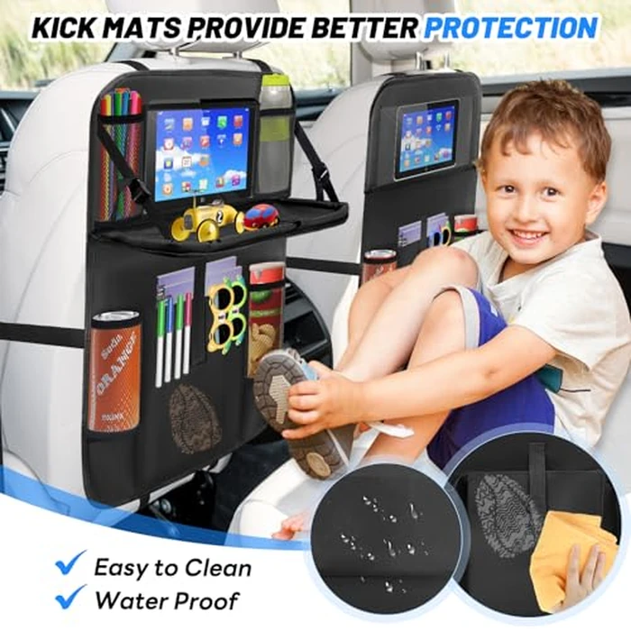 Car Backseat Organizer,Car Storage Organizer with Foldable Table Tray, Kick Mats Back Seat Protector, Travel Accessories with Touch Screen Tablet Holder by Boolico - Image 4