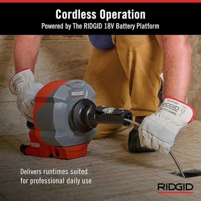 RIDGID 78048 K-46 SinkSnake Cordless Drain Snake with 5/16" x 25' IC Cable, Professional Plumbing Snake Drain Cleaner for Sinks, Tubs, Showers, and Urinals by RIDGID - Image 5