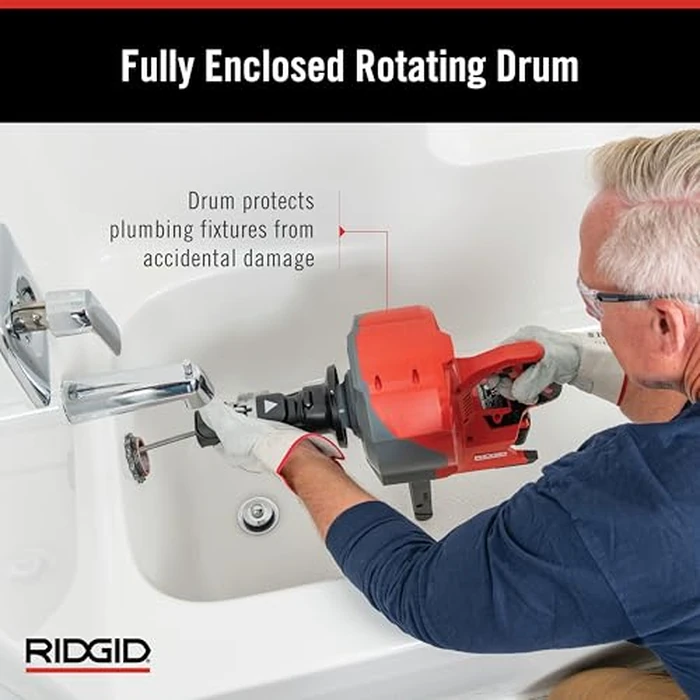 RIDGID 78048 K-46 SinkSnake Cordless Drain Snake with 5/16" x 25' IC Cable, Professional Plumbing Snake Drain Cleaner for Sinks, Tubs, Showers, and Urinals by RIDGID - Image 6
