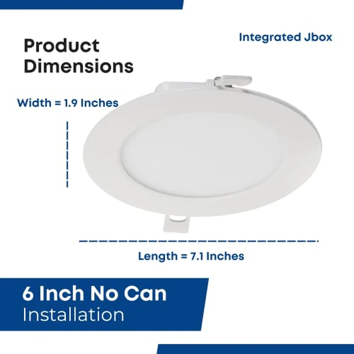 Feit Electric 5-6" LED Canless Recessed Downlight with Integrated J-Box 75W Equivalent, Dimmable, 3000K Bright White, 90 CRI, 800 Lumens, 45 Year Lifetime, 1 Pack, LEDR56JBX/930 by Feit Electric - Image 6