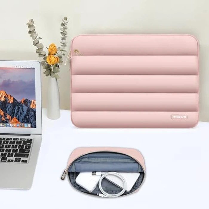MOSISO Laptop Case 16 inch, 15-15.6 inch Puffy Laptop Sleeve Compatible with MacBook Pro 16 M5 M4 M3 M2 M1, HP Dell ASUS Acer Toshiba Lenovo, Polyester Horizontal Bag with Small Case, Pink by MOSISO - Image 5