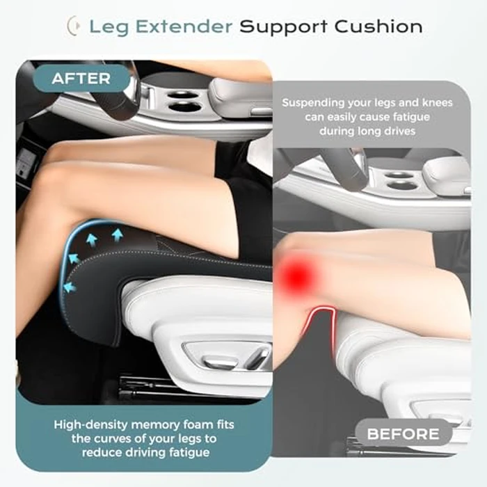 Coverado Car Seat Extender Leg Support, Leather Leg Extender Cushuin for Car Seats, Waterproof Car Seat Cushions Universal Fit for Most Vehicles (Black) by Coverado - Image 6