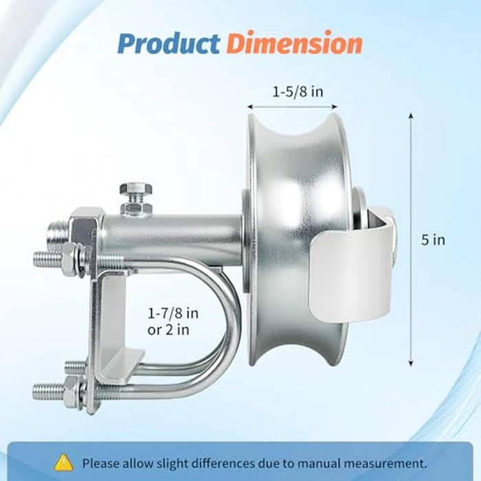 5" Double U Bolt Sliding Gate Rollers, Galvanized Steel Rolling Gate Hardware Kit for 2" (1-7/8") Chain Link Fence Gate Frame, 1-7/8" or 1-5/8" Track Pipe, 2 Pack by Fourtry - Image 2