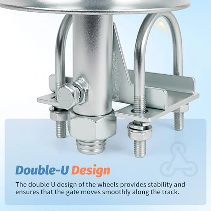 5" Double U Bolt Sliding Gate Rollers, Galvanized Steel Rolling Gate Hardware Kit for 2" (1-7/8") Chain Link Fence Gate Frame, 1-7/8" or 1-5/8" Track Pipe, 2 Pack by Fourtry - Image 4