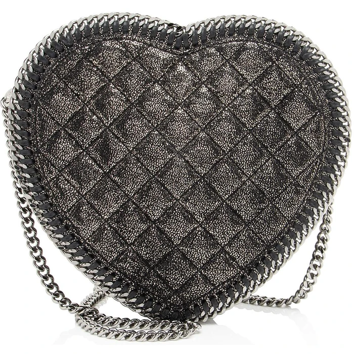 Stella McCartney Falabella Heart Crossbody - Metallic Faux Leather - Black by Stella McCartney - Refurbished - Excellent condition