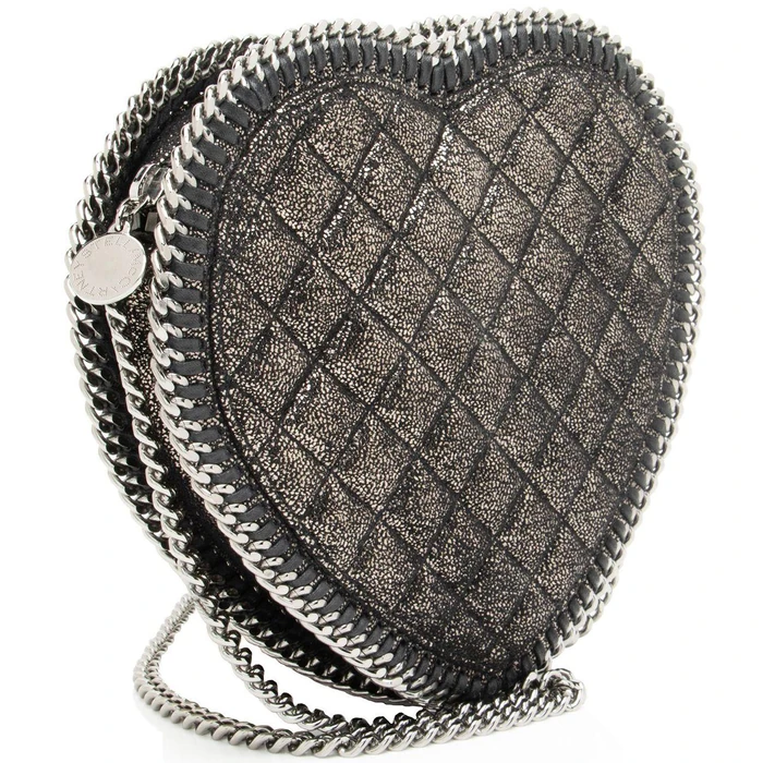 Stella McCartney Falabella Heart Crossbody - Metallic Faux Leather - Black by Stella McCartney - Image 2