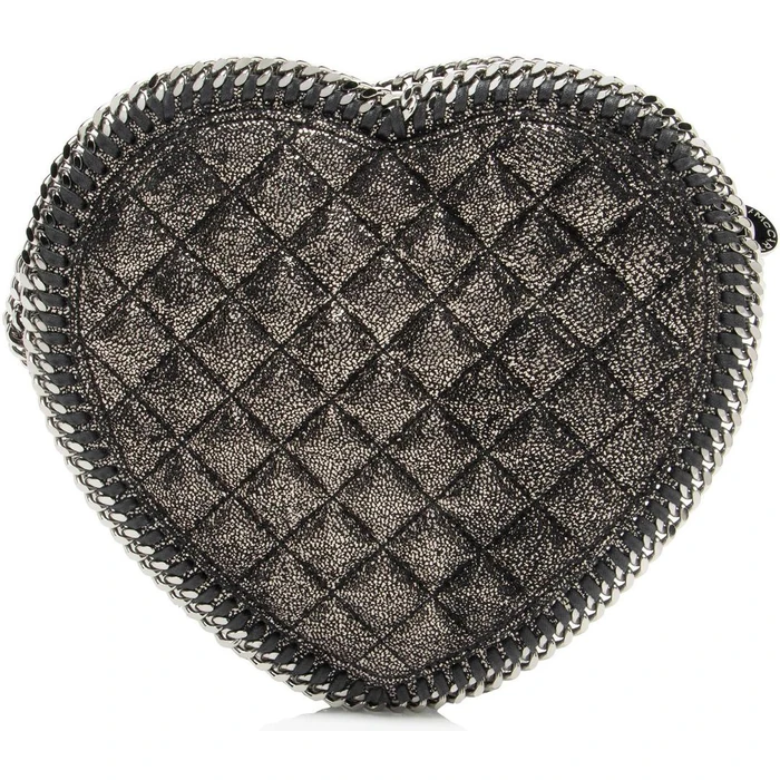 Stella McCartney Falabella Heart Crossbody - Metallic Faux Leather - Black by Stella McCartney - Image 3