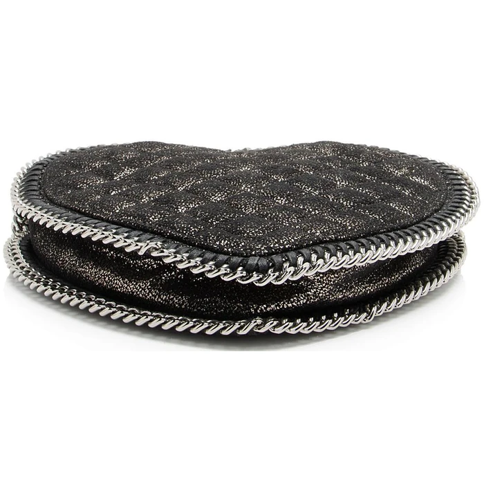 Stella McCartney Falabella Heart Crossbody - Metallic Faux Leather - Black by Stella McCartney - Image 4