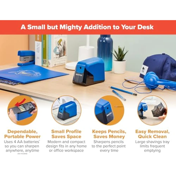 Bostitch Office Battery Pencil Sharpener, 4X Longer Cutter Life, Tip Saver Technology, Blue by Bostitch - Image 3