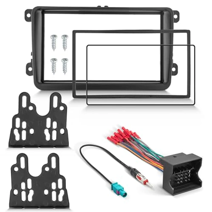 NuIth Double DIN Radio Dash Kit W/Radio Wire Harness for 2005-2015 Volkswagen Jetta/Beetle/CC/Golf/Passat/Tiguan, Aftermarket Car Stereo Installation Trim Bezel Bracket Wire Kits by NuIth - Used - Very Good condition - CA$35.92