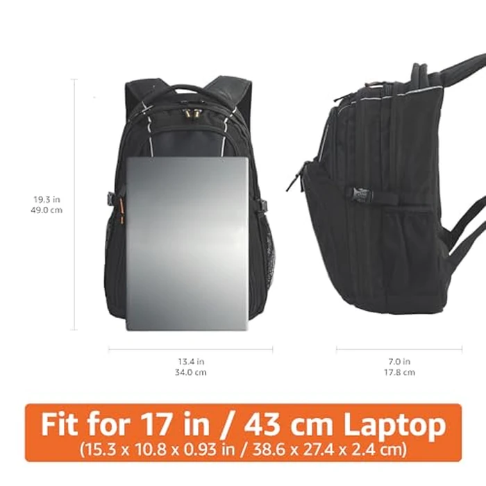 Amazon Basics Laptop Computer Backpack - Fits Up To 43.2cm Laptops, Black by Amazon Basics - Image 1
