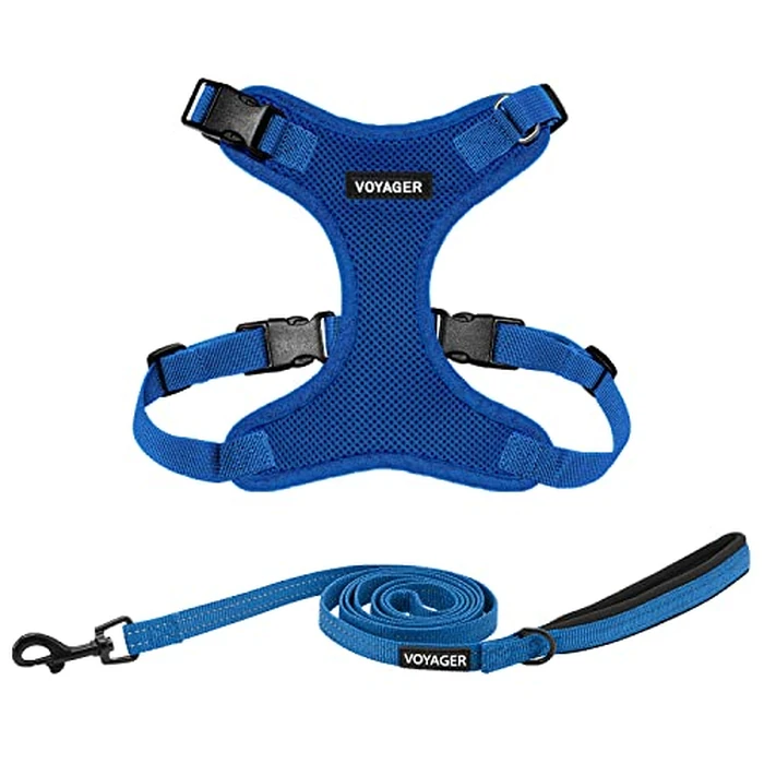 Best Pet Supplies Voyager Step-in Lock Pet Harness w Reflective Pet Leash Combo Set with Neoprene Handle 5ft - Supports Small, Medium and Large Breed Puppies/Cats - Royal Blue Set, L by Best Pet Supplies - Used - Very Good condition