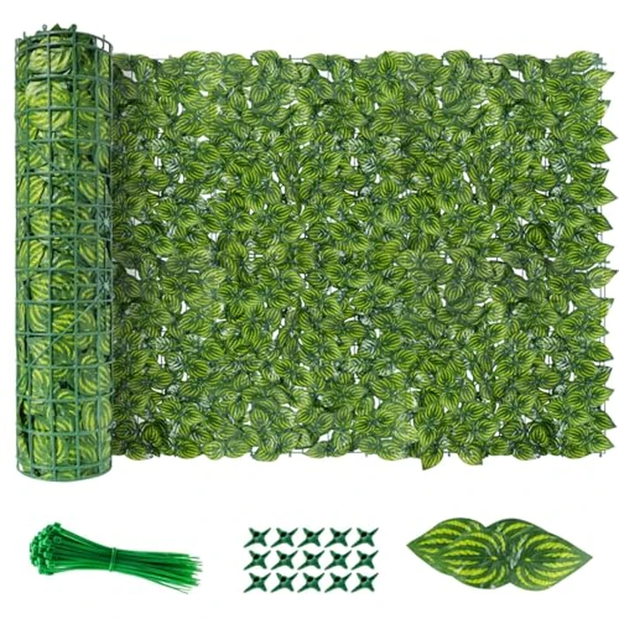 Artificial Ivy Privacy Fence Screen 40x120in, Artificial Faux Ivy Hedge for Garden and Balcony, Faux Leaves Privacy Fence with 100PCS Zip Ties and Replacement Leaves,Nail by FRURIPPY - Used - Like New condition - CA$33.47