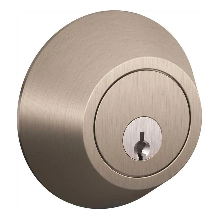 J-Series by SCHLAGE Single-Cylinder Deadbolt, Satin Nickel JD60619 by SCHLAGE - Image 1