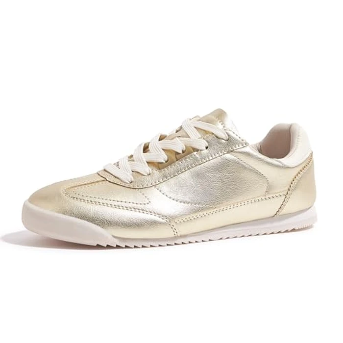 LUCKY STEP Women's Fashion Sneakers Tennis Shoes Casual Neutral Comfortable Walking Shoes Running Trendy Gym Workout Shoes(Gold,8.5 B(M) US) by LUCKY STEP - Used - Good condition - US$24.46