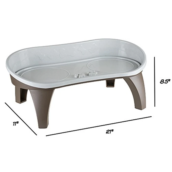 Elevated Pet Feeding Tray with Splash Guard & Non-Skid Feet, Raised Dog Bowl Stand 21″ x 11″ x 8.5″ with Two Stainless Steel Bowls for Food & Water, Comfortable Mealtime for Dogs & Cats by PETMAKER by PETMAKER - Image 2