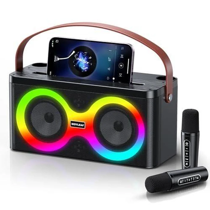 Moyleaf K5 Karaoke Machine Portable Bluetooth Speaker with 2 Wireless Microphones - Black by Moyleaf - Image 1
