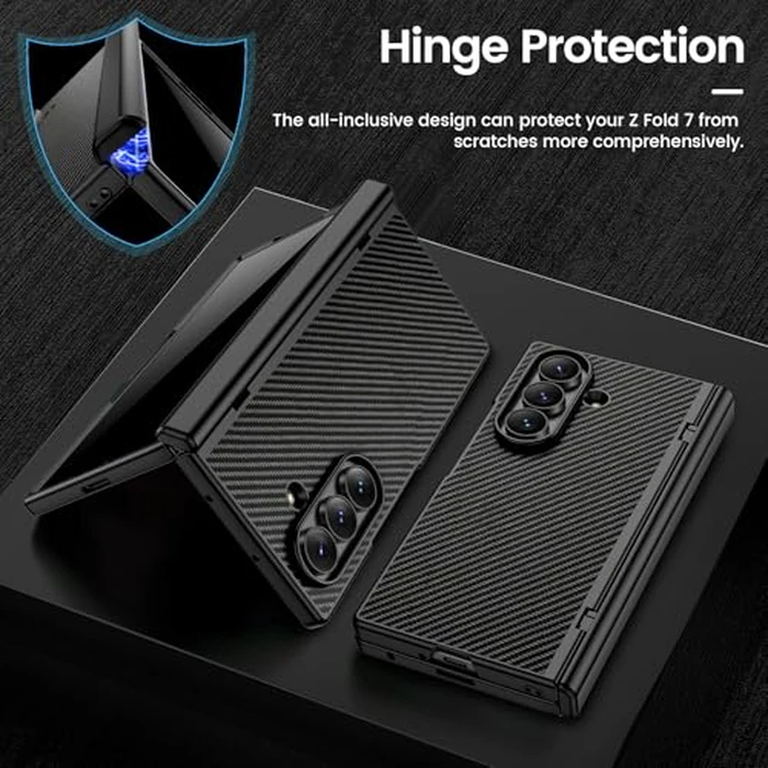 VEGO for Galaxy Z Fold 7 Case with Belt Clip Holster, Compatible with MagSafe, [Hinge Protection][Privacy Screen Protector] Magnetic Slim PU Leather Cover for Samsung Z Fold7 - Carbon Fiber Black by VEGO - Image 6