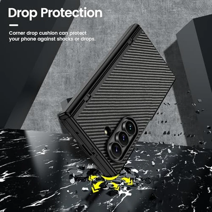 VEGO for Galaxy Z Fold 7 Case with Belt Clip Holster, Compatible with MagSafe, [Hinge Protection][Privacy Screen Protector] Magnetic Slim PU Leather Cover for Samsung Z Fold7 - Carbon Fiber Black by VEGO - Image 8