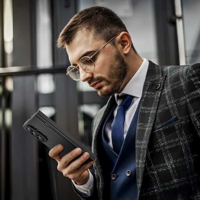 VEGO for Galaxy Z Fold 7 Case with Belt Clip Holster, Compatible with MagSafe, [Hinge Protection][Privacy Screen Protector] Magnetic Slim PU Leather Cover for Samsung Z Fold7 - Carbon Fiber Black by VEGO - Image 9