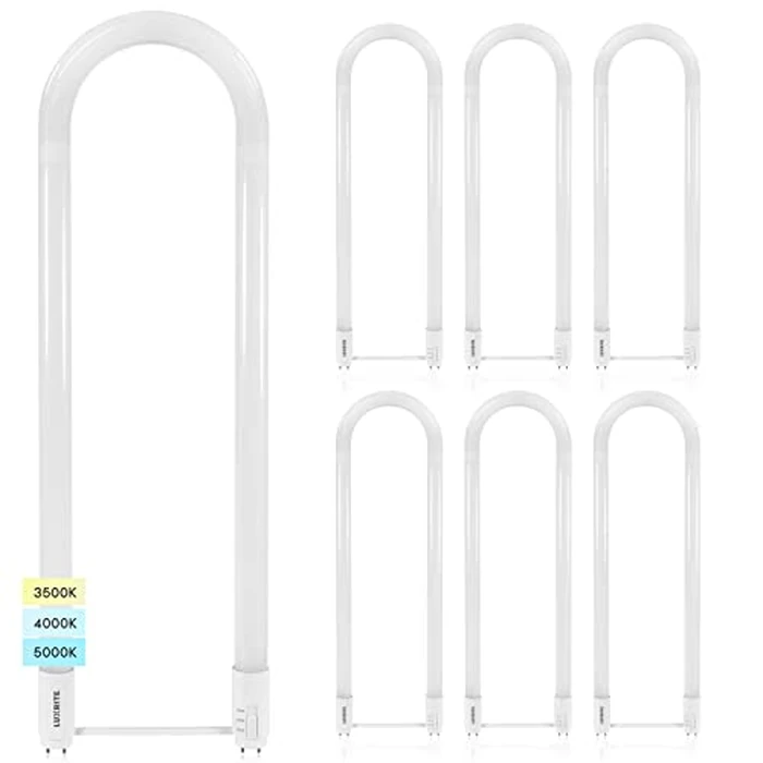 Luxrite U Bend LED Tube Light, T8 T12, 17.5W (32W Equivalent), 3 Colors 3500K | 4000K | 5000K, 2100 Lumens, Fluorescent Light Tube Replacement, Direct or Ballast Bypass, UL Certified, G13 Base, 6-Pack by LUXRITE - Used - Like New condition - US$102.87