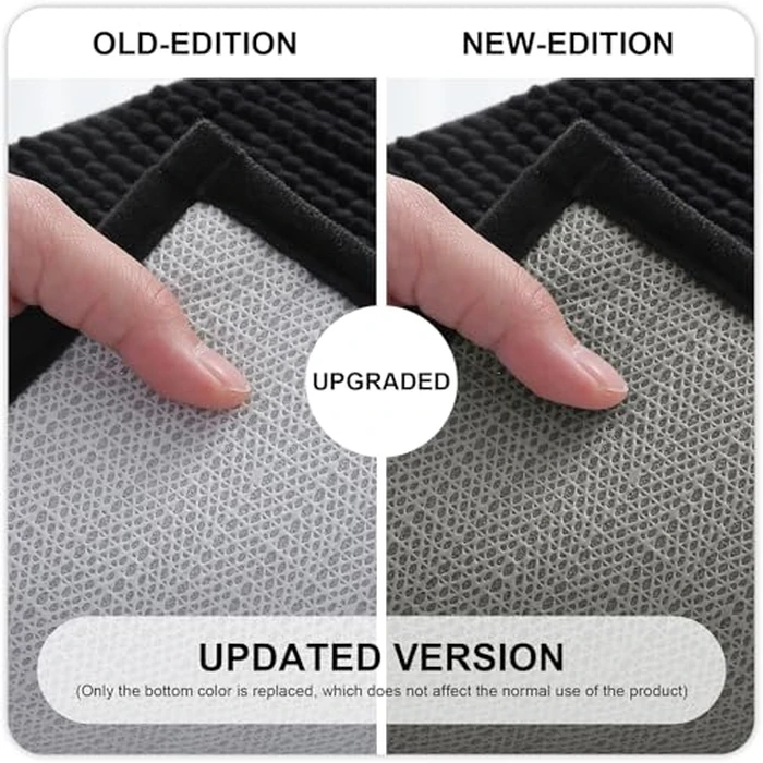 Kitinjoy Non Slip Chenille Bath Mat, Extra Soft Bathroom Mat, Super Absorbent Fluffy Bath Mats for Bathroom, Machine-Washable Quick Dry Bath Rug Foot Mat, 20"x32", Black by Kitinjoy - Image 6