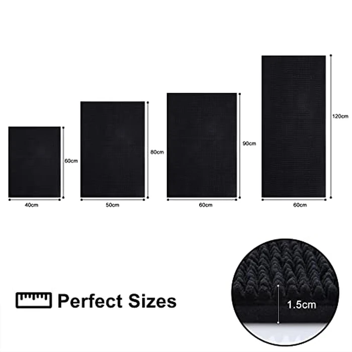Kitinjoy Non Slip Chenille Bath Mat, Extra Soft Bathroom Mat, Super Absorbent Fluffy Bath Mats for Bathroom, Machine-Washable Quick Dry Bath Rug Foot Mat, 20"x32", Black by Kitinjoy - Image 7