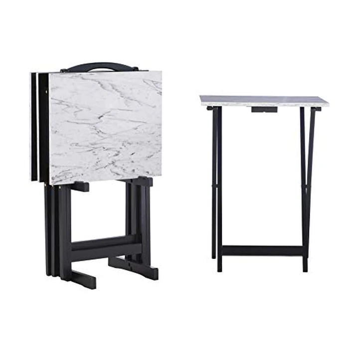 Linon Tray Table Set, 15.75"D x 18.9"W x 26.38"H, White by Linon - Used - Like New condition - US$70.15