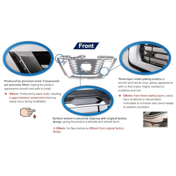 TYG Upgraded Front Grille Fit for 1997-2000 Toyota Tacoma w/o Color Keyed Pkg w/o PreRunner, OE Style Replacement Non-Active Exterior Grille, Replaces 53100-04060 TO1200204 by Torcia - Image 5