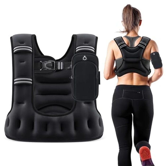 ZELUS Weighted Vest for Women Men, 6/8/12/16/20LB U-Shaped Ergonomic for Even Weight Distribution, Odorless Workout Vest with SGS Certification, Arm Pocket & Back Mesh Pouch for Training & Running by ZELUS - Used - Very Good condition - US$18.80