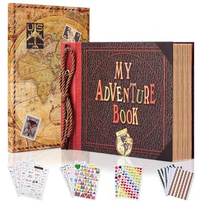 Adventure Book Diary Photo Scrapbook, Hard Cover Movie Style Scrapbook for Anniversary, Wedding, Travelling, Birthday, Christmas by Let the Adventure Begin - Used - Like New condition - CA$15.34