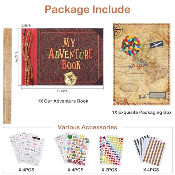 Adventure Book Diary Photo Scrapbook, Hard Cover Movie Style Scrapbook for Anniversary, Wedding, Travelling, Birthday, Christmas by Let the Adventure Begin - Image 2