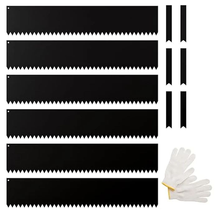 IDZO Black Metal Landscape Edging 8" H, Weather-Resistant Steel Garden Border, Flexible Lawn Barrier, Easy Installation for Flower Beds, Paths, Driveways, and Outdoor Spaces - 6 Pieces by IDZO - Used - Very Good condition