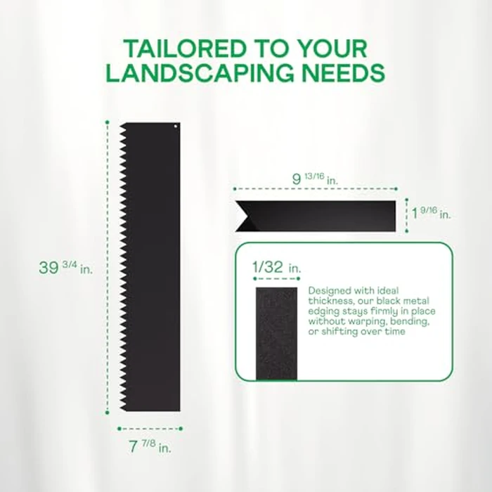 IDZO Black Metal Landscape Edging 8" H, Weather-Resistant Steel Garden Border, Flexible Lawn Barrier, Easy Installation for Flower Beds, Paths, Driveways, and Outdoor Spaces - 6 Pieces by IDZO - Image 2