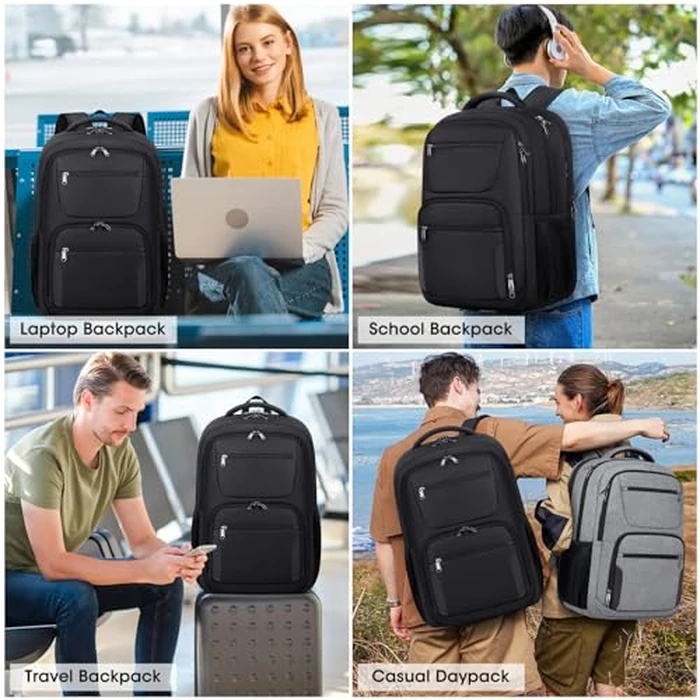 Travel Laptop Backpack, 17.3 Inch Extra Large Laptop Backpack with USB Charging Port 45L Travel Backpack for Men Women Water Resistant Computer Backpack for College School Work Business, Blcak by SDYSM - Image 7