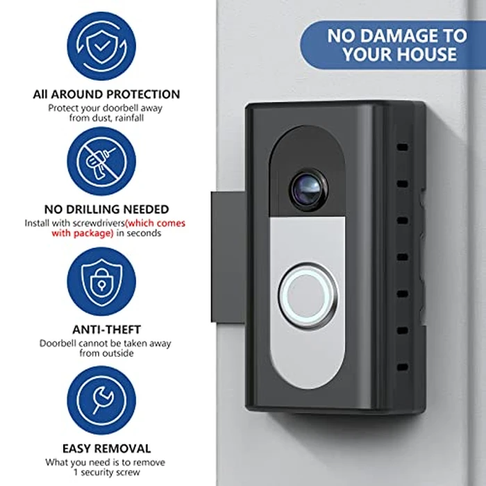 KIMILAR Anti-Theft Video Doorbell Mount Compatible with Ring/Blink Wireless Video Doorbell, Adjustable Mounting Bracket Accessories for Houses, Apartments, Businesses, Not for Blink 2nd Gen by KIMILAR - Image 4