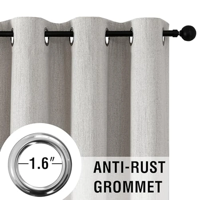 H.VERSAILTEX Chenille Curtains 96 inch Length 2 Panels 100% Blackout Long Drapes for Bedroom Living Room Black Out Darkening Curtain Thermal Insulated Anti-Rust Grommet(52x96 inch, Heather Cloud) by H.VERSAILTEX - Image 5
