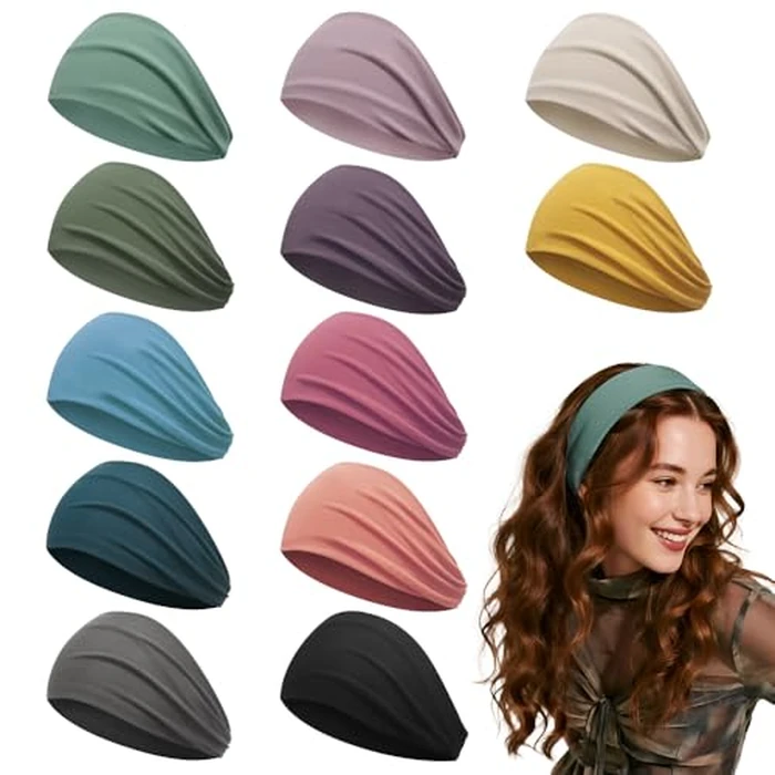Z-CHARMMY 12 PCS Wide Headbands for Women Non Slip, Nurse Headbands for Women, Fabric Head Bands for Women's Hair, Fashion Hair Accessories by Z-CHARMMY - Used - Like New condition