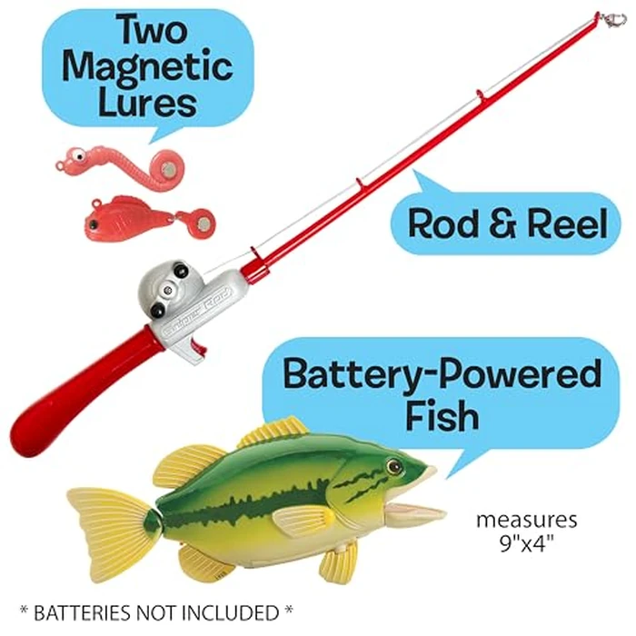 Small World Toys Kids Fishing Game, Catch of The Day Bass Magnetic Fishing Toy for Kids Ages 3+, Includes Toddler Fishing Pole and 1 Fish, Water Fish Toys for Kids, Bath Toy Pools & Tubs by Small World Toys - Image 4