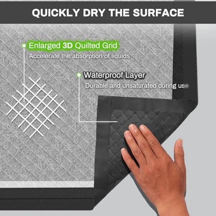 Charcoal Puppy Pads 28x34 Inches Extra Large Dog Pee Pads Odor-Control & Leak-Proof Disposable Pet Training Black New Edge-Wrapping Thicken Potty Pad for Dogs, Cats, Rabbits (30 Pieces) by Gardner Pet - Image 7