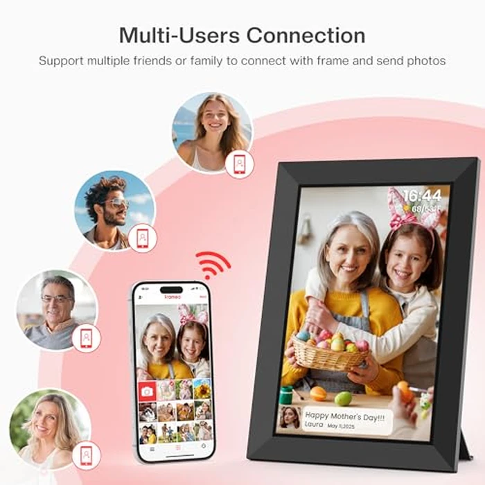 Frameo 10.1 Inch WiFi Digital Picture Frame, Smart Cloud Electronic Photo Frame with HD IPS Touch Screen Slideshow 32GB Memory Auto-Rotate Wall Mount, Share Photos/Videos from Phone - Gifts for Mom by MaxAngel - Image 7