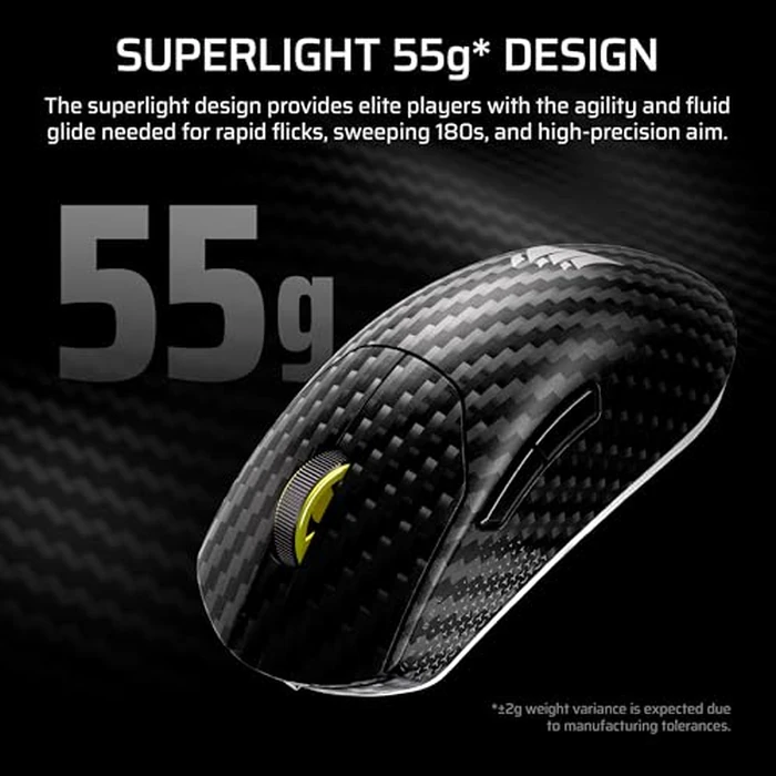 CORSAIR Sabre v2 PRO Wireless CF FPS Gaming Mouse - 33,000 DPI Marksman S Sensor, 8,000Hz Hyper-Polling, Carbon Fiber Unibody, Lightweight, Up to 120hr Battery - Black by Corsair - Image 4