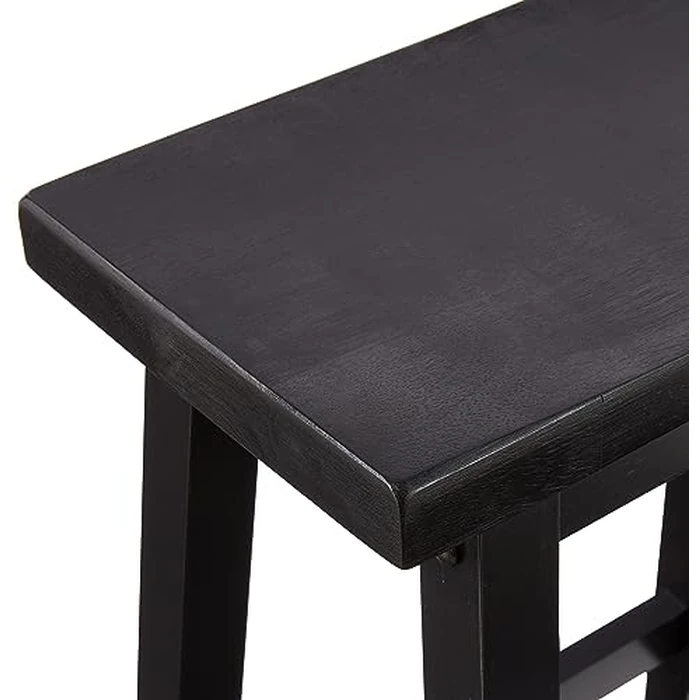 Amazon Basics Solid Wood Saddle-Seat Kitchen Island Counter Barstool, 73.66 cm Height, Black - Set of 2 by Amazon Basics - Image 3