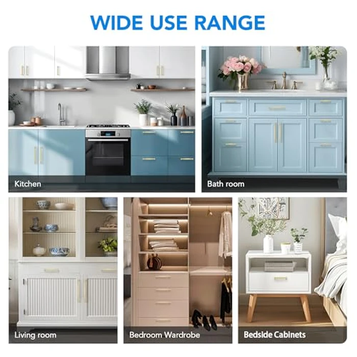 HOME EDIT 10 Pack 5 Inch Brushed Brass Cabinet Handles Solid Zinc Alloy Pulls for Kitchen, Dresser, Closet & Bathroom Cabinets Hardware by HOME EDIT - Image 9